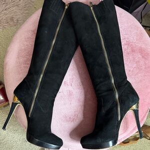 Michael Kors Black and Gold Heeled Boots